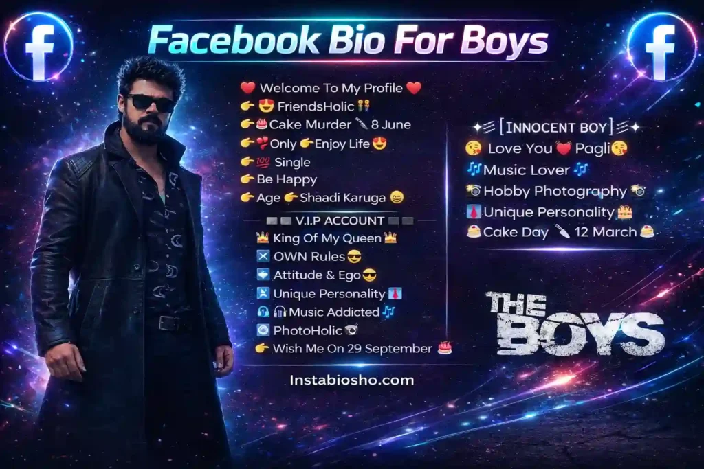 👦【1750+】Facebook Bio For Boys (2026): Attitude Bio For FB